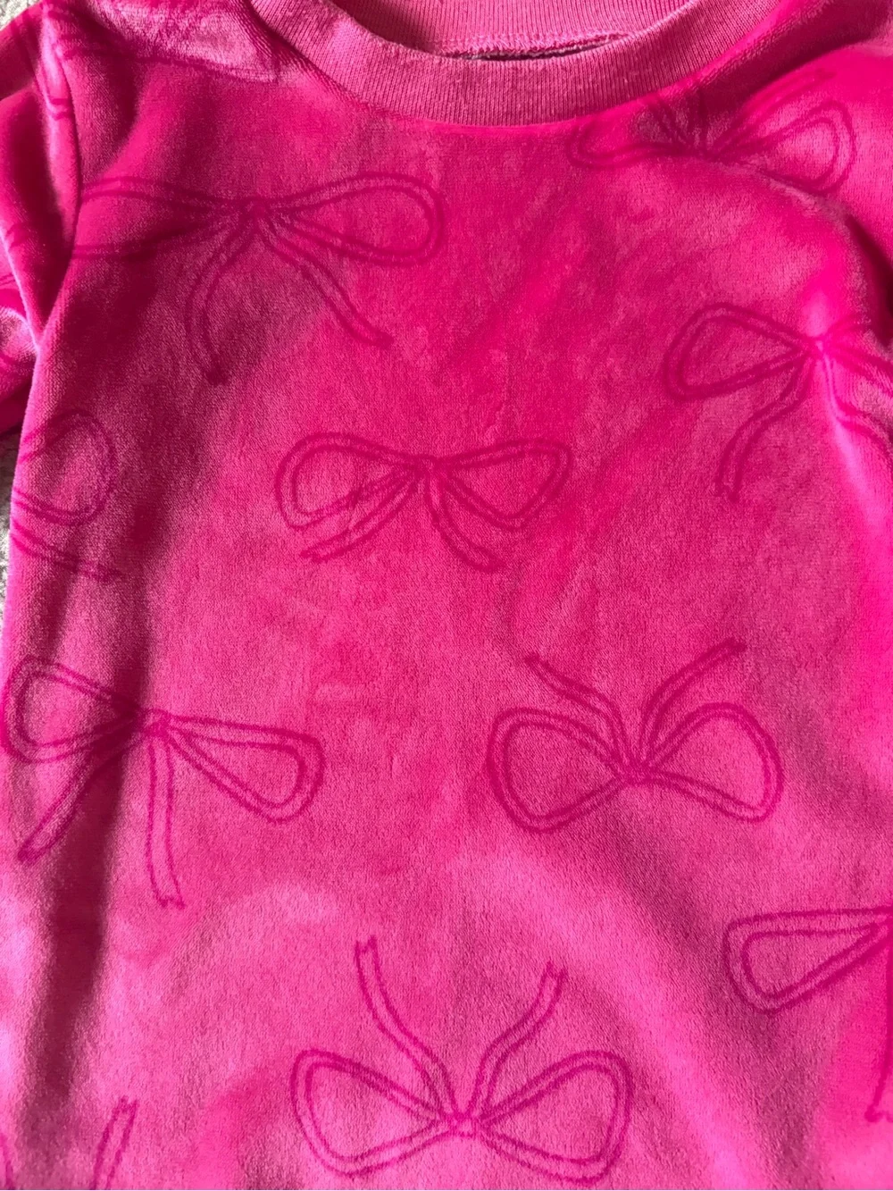 Carters Dream Plush Velour Pink Bow Pajama Set Girls 2T